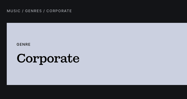Screenshot von Epidemic Music Genre "Corporate"